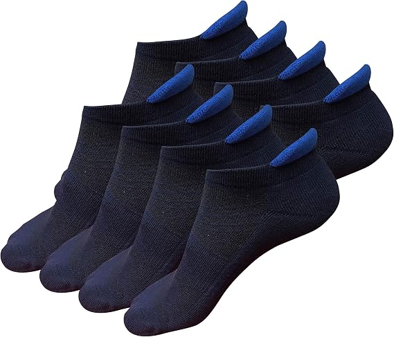 B&Q Mens 8 Packs Low Cut Ankle Tab Breathable Comfortable Performance Cotton Athletic Running Cushioned Sport Socks