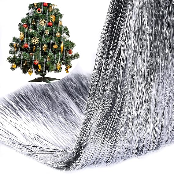 Sumind 14000 Pcs Tinsel Foil Fringe Icicle Strands Christmas Tree,Sliver