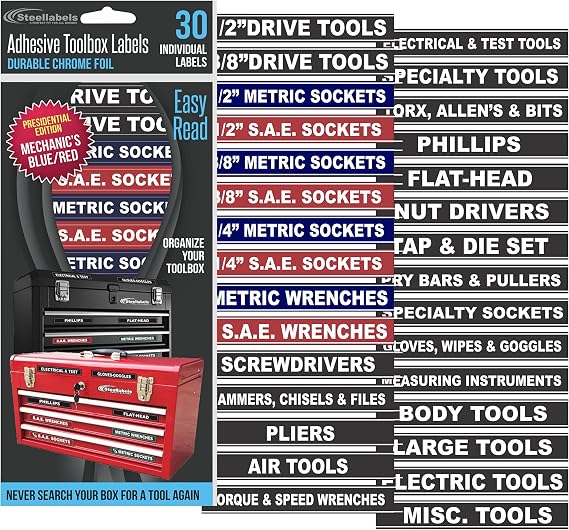 Blue Adhesive Toolbox Labels