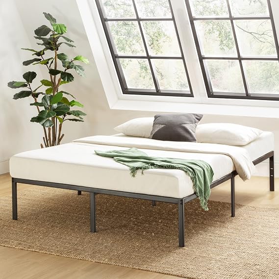 Best Price Mattress 14 Inch Simply Sturdy Metal Platform Bed, Black-Full