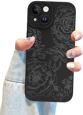 Jusy Compatible with iPhone 15 Case Cute for Women Girly Clear Flower Floral Design Soft TPU Shockproof Protective for iPhone 15 - Big Rose