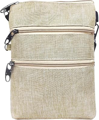 Nupouch 3 Zipper Anti Theft Crossbody Bag: Pickpocket Proof Bag wDetachable Strap, 3 Zippered Exterior Pockets, Card Holder