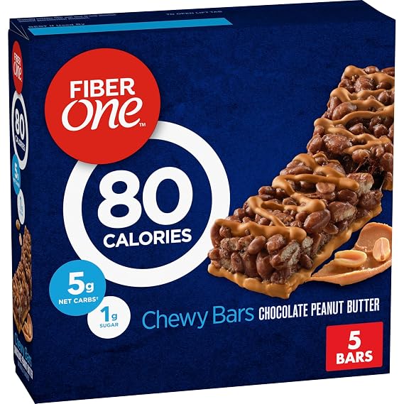 Fiber One 80 Calorie Chocolate Peanut Butter Chewy Snack Bars, 5 ct, 4.1 oz