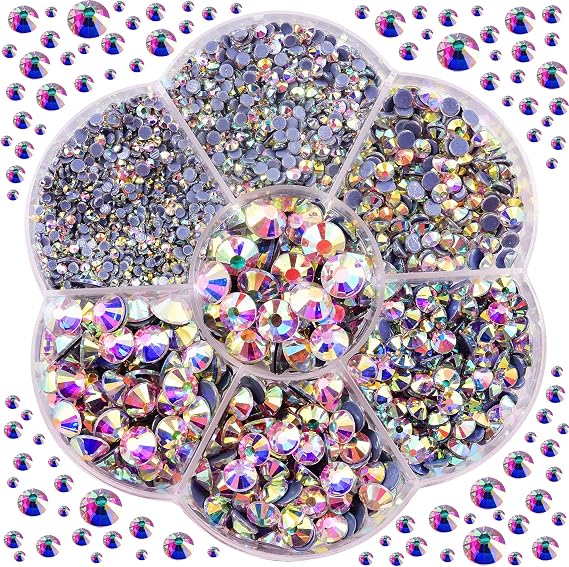 Blinginbox 3000pcs Hotfix Rhinestones for Clothes Craft, Hot Fix Crystal Rhinestones Mixed Sizes 2mm-6.6mm(SS6-SS30) Gems for DIY Painting Decorations (Crystal AB)
