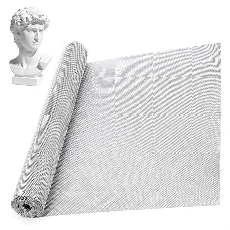 DEAYOU 16In x 16.4Ft Sculpting Wire Mesh Roll, Moldable Aluminum Mesh for Clay, Metal Screen Mesh for Arts and Craft, Dioramas, Jewelry, DIY Projects, Scissors-Cut, 0.08"x0.11" Ultra-Dense Grid