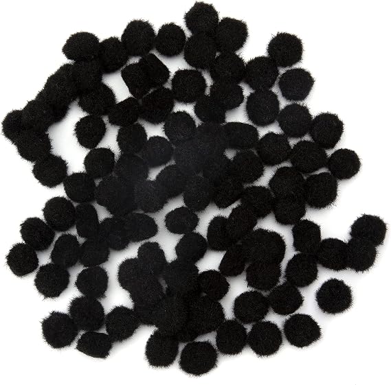 Cousin DIY Black 1/2 inch Poms, 100 Pack (40000805)