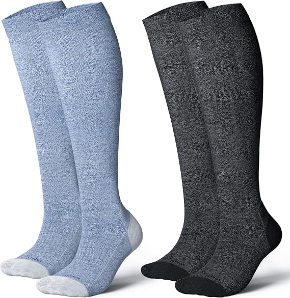 LEVSOX Bamboo Viscose Graduated Compression Socks for Women&Men - Cushioned Knee-High 15-20mmHg Support Socks