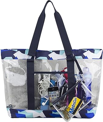 Eastsport Transparent Large Clear Tote Bag for Women Beach Bag Clear Purse Work Bag Shoulder Bag Work Tote with Zipper