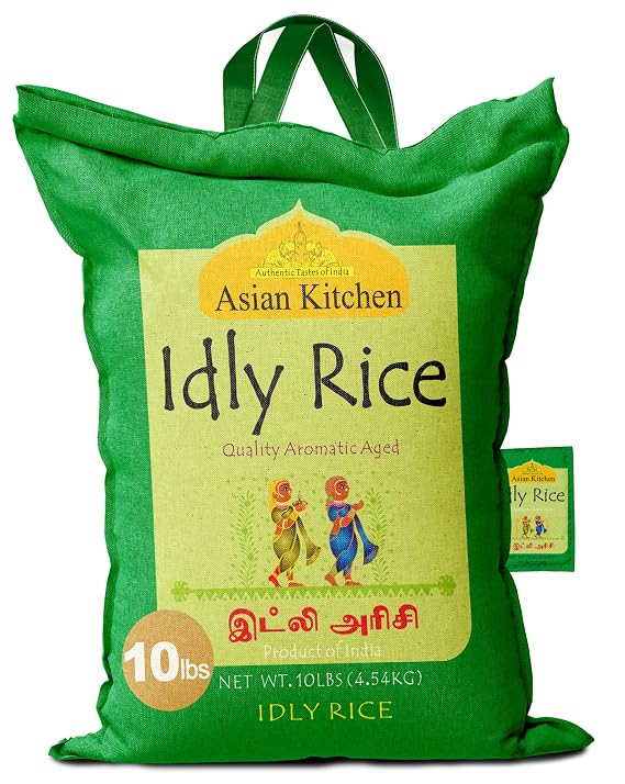 Asian Kitchen Idly (Idli) Rice 10-Pound Bag, 10lbs (4.54kg) Short Grain Rice ~ All Natural | Gluten Friendly | Vegan | Indian Origin | Export Quality