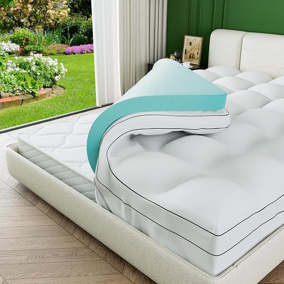 Memory Foam Mattress Topper Queen Size, Dual Layer 4 Inch Mattress Pad,2 Inch Gel Memory Foam Plus 2 Inch Pillow Top Cover with 8-21 Inch Deep Pocket