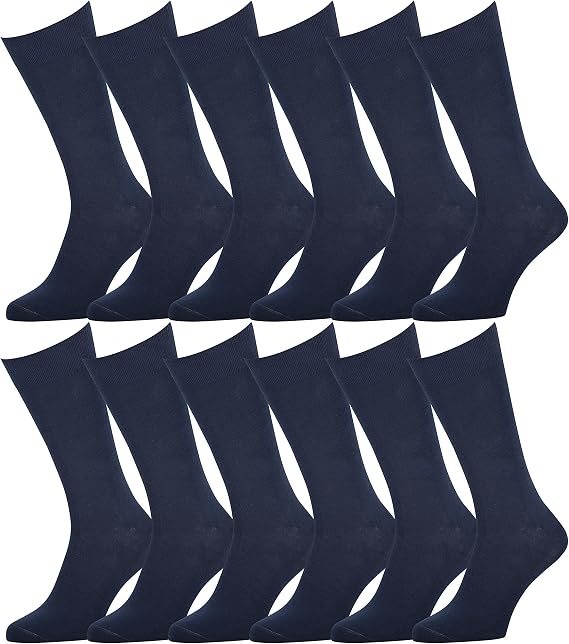Easton Marlowe Mens Dress Socks 12 Pack Combed Cotton Classic Patterns No Seam Comfort