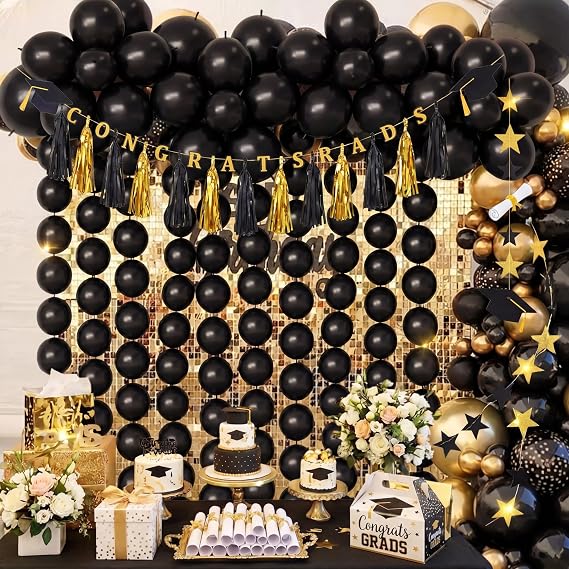 100 Pcs Link Balloon Quick Linking Latex Connected Balloons Linkable for Back to School Wedding Birthday Party Decoration(10 Inch,Black)