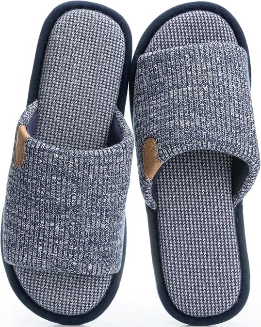 GOEWY Mens Cozy Memory Foam Slippers Indoor Open Toe Warm Gifts