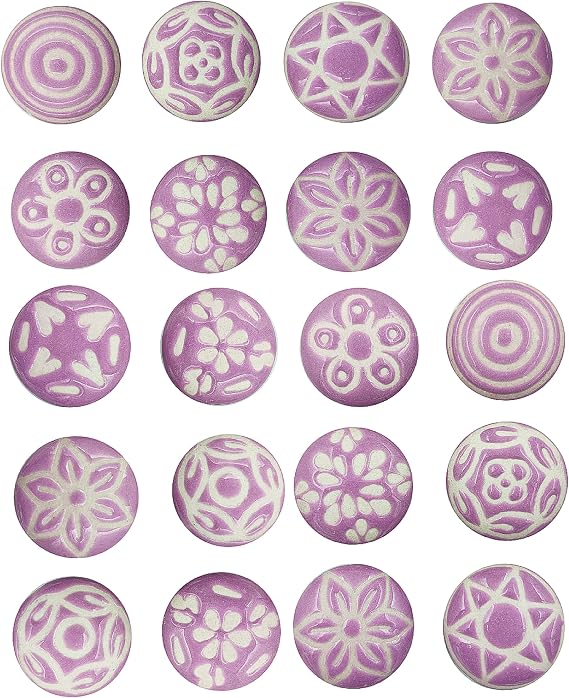 Multicolor Ceramic Knobs for Cabinet Dresser Drawer and Furniture Hand Painted Antique Floral Cupboard Pull Knob (Round, Pack of 20) (Pink)