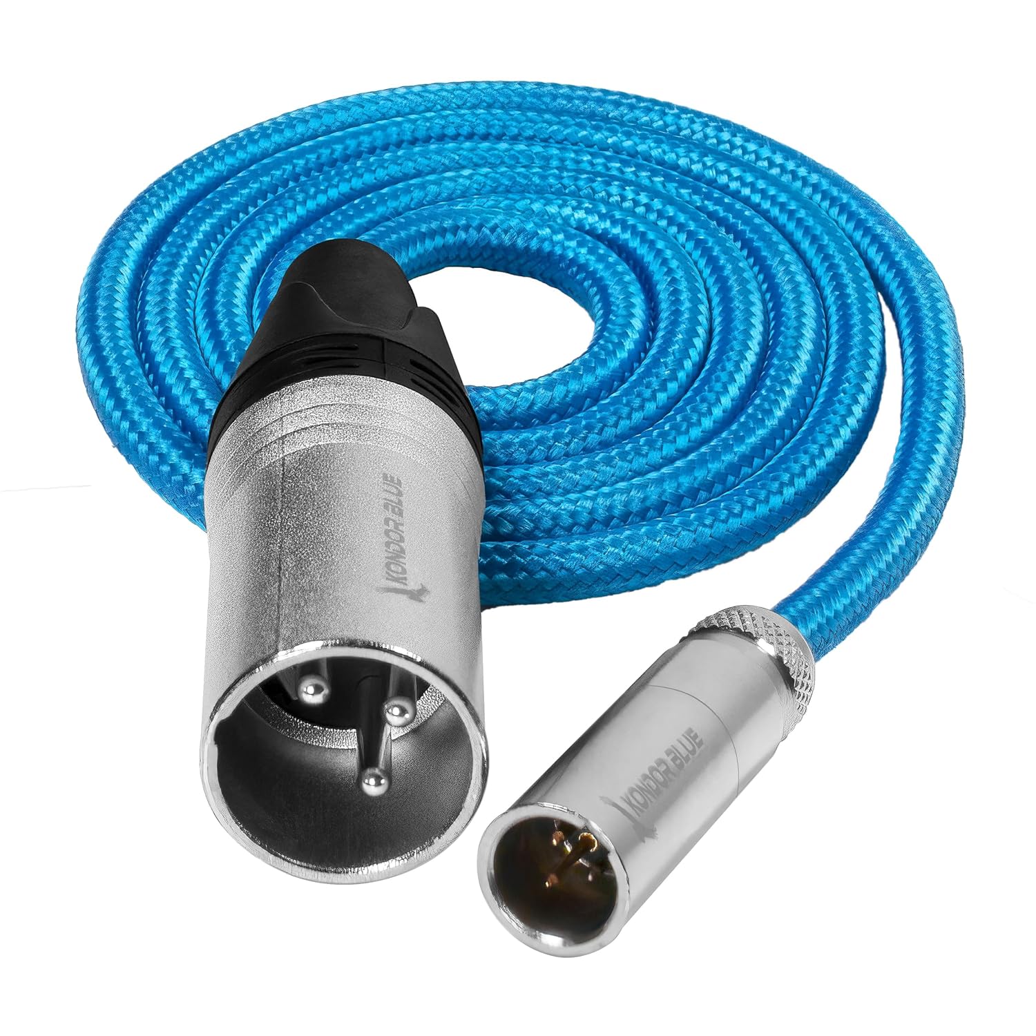 KONDOR BLUE | 3FT Mini XLR Male to XLR Male Blue Braided | Ultra-Durable, Nylon Braided with Reinforced Connectors | Connect a Microphone or Audio Mixer to Your Camera | Blue