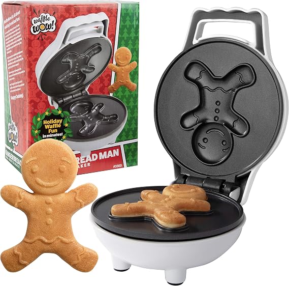 Gingerbread Man Mini Waffle Maker- Festive 4" Electric Waffler Iron