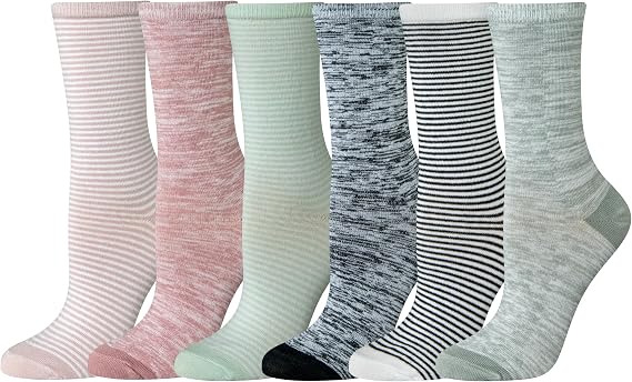 Amazon Essentials Women's Crew Socks, Cotton, 6 Pairs