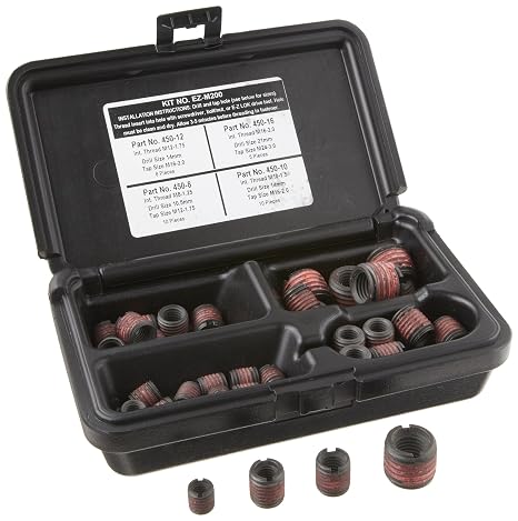 E-Z LOK Thread Insert Assortment Kit for Metal, M8-1.25 to M16-2.0, 33 ct