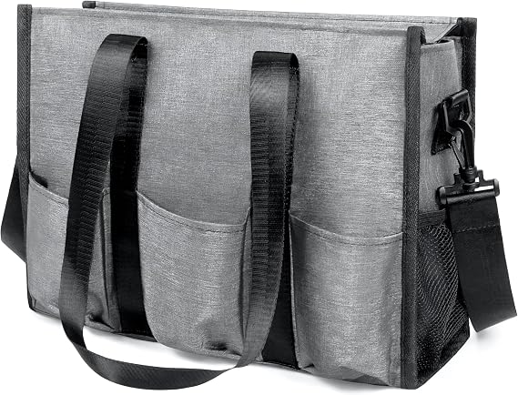 VOLGANIK ROCK Tote Bag with Compartments, Large Multi Pockets Tote Bag for Women & Men Work Tote Bags with Zipper