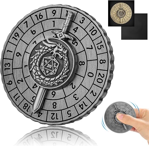 Shadowblade Roulette Dice Spinner for DND Dice Set, Dragon Metallic D&D Dice with Gift Case for DND Game, RPG Role Playing Table Game Gifts Black