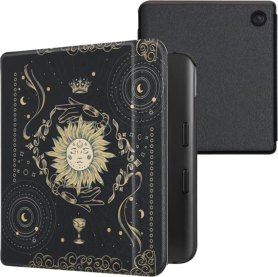 kwmobile Case Compatible with Kobo Libra Colour Case - eReader Cover - Tarot Card Dark Blue/Yellow/Black