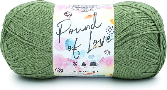 Lion Brand Yarn Pound of Love, Large Value Yarn for Knitting, Crochet, and Crafts, Olive, 1 Pack | Large Skein Everyday Basic 100% Acrylic Worsted Weight Knit Fiber for Baby Blankets, Classic Afghans, Sweaters, Scarf Sets