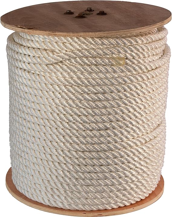 1-1/2" x 300' 3 Strand White Nylon Rope (45,500 lbs. Tensile Strength) Various Sizes in Listing