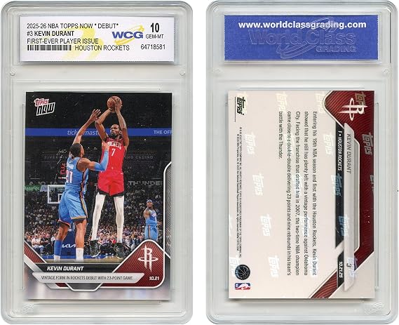 2025-26 NBA Topps Now Debut Kevin Durant Houston Rockets 1st Player Issue Card #3 - Graded GEM Mint 10