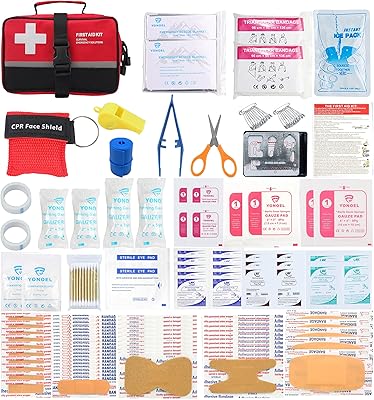 Galaxy 170 Pcs First Aid Kits for Survival Emergency Trauma Military Tactical Medical Hunting Camping Hiking Fishing IFAK EMT Bag 170 Pcs Red First Aid Kits