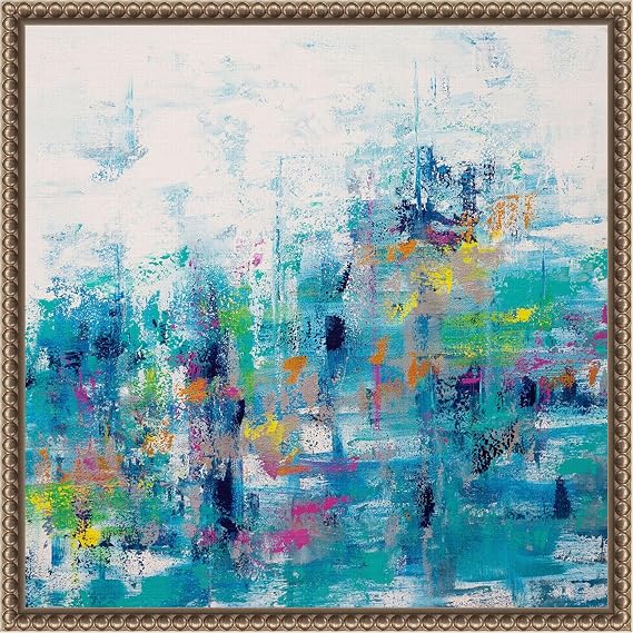 Amanti Art Framed Canvas Wall Art 16x16 North Harbor 9 by Hilary Winfield, Framed Wall Art Canvas, Abstract Artwork, Traditional Decor, Small Poster Painting for Living Room, Bedroom, Bathroom,