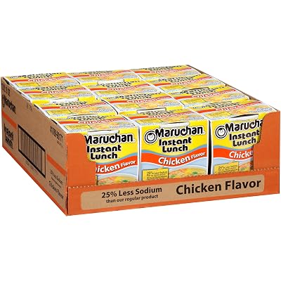 Maruchan Instant Lunch Less Sodium Chicken, 2.15 Oz, Pack of 12