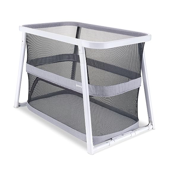 Joovy Coo Bassinet, Portable Bassinet with Storage, Rocking Playpen, Gray