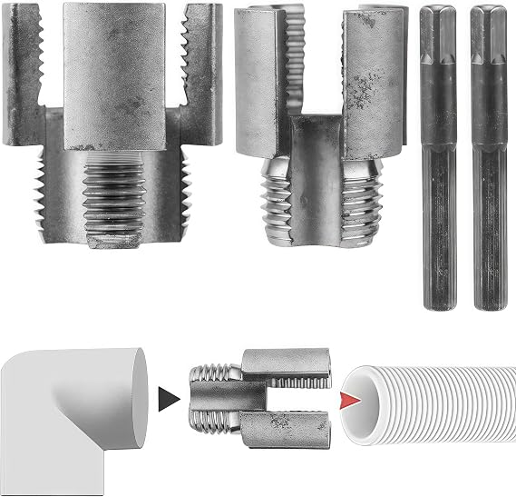 Pipe Threading Tool, 1/2'' And 3/4'' Water Pipe Threader, Integrated Internal & External Pipe Threading Tool