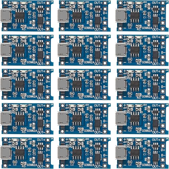 15Pcs 5V 1A TP4056 Charging Module Micro USB 18650 Lithium Battery Charger Board with Protection...