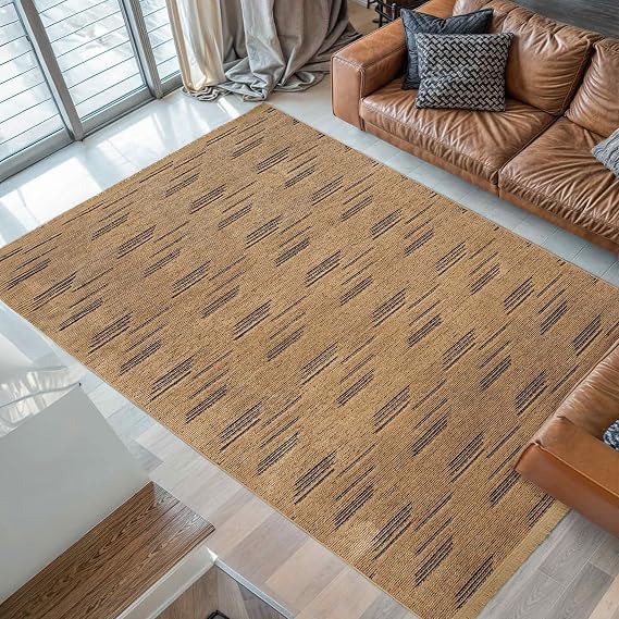 Aden Kaymaz Taban Halı, Aden Sierra 3, Makinada Yıkanabilir Şönil Dokuma Halı (Altın Rengi - 100 x 200cm)