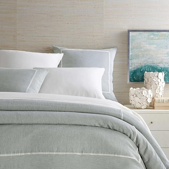 Pine Cone Hill Keaton Linen Sky Solid Linen Duvet Cover, King