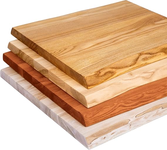 Lamo Manufaktur LHB-01-A-002-50 Wooden Table Top for Coffee Table Side Table Solid Wood Tree Edge 50 x 50 cm ‘Natural’
