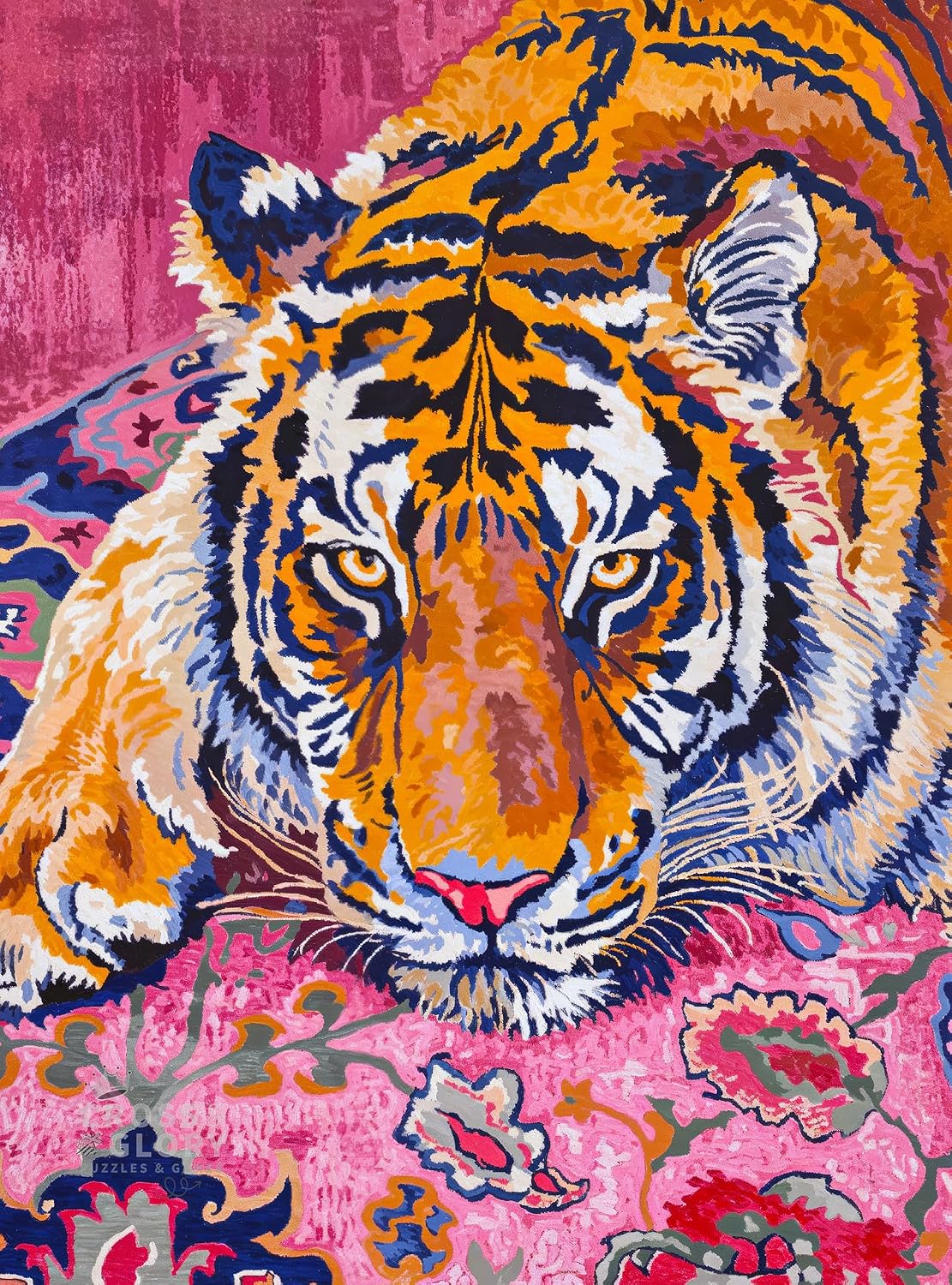 Cross & Glory - Bohemian Tiger Tapestry - 1000 Piece Jigsaw Puzzle for Adults | Intricate Moroccan Rug Design | Satin-Finish | Artistic Wall Decor