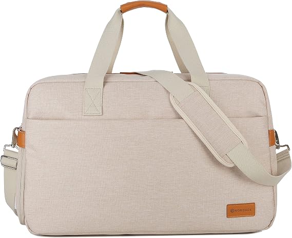Nordace Siena Weekender Smart Duffel Bag with USB Charging Port and Water Resistant - Travel Getaway Duffel Bag (Beige)