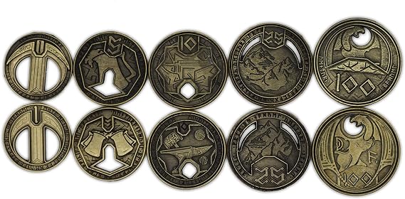 Norse Foundry Adventure Coins - A Set of 10 Metal Plated Novelty Coins in Dwarven Style - Perfect for Any Roleplaying Game (RPG) or LARP Session