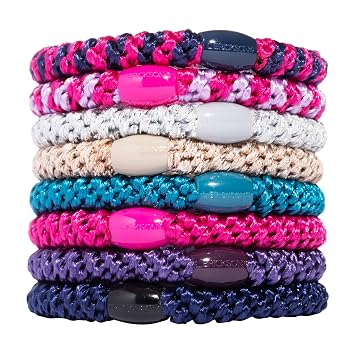 L. Erickson Colorful Hair Ties for Thick Hair, Grab & Go Ponytail Holders, 8 Pack, Berry, Thick No-Crease Bands with Strong Hold, Damage-Free Design, Playful Jewel Colors