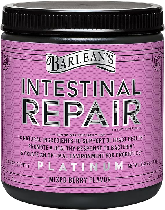 Barlean's Mixed Berry Repair Gut Health Powder, Digestive Support, 6.35oz