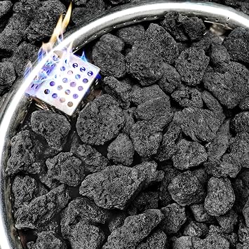 NUPICK 10lb Black Lava Rocks for Fire Pit, 1/2"-2" Volcanic Rock for Fireplace Indoor Outdoor, Lava Stone for Natural Gas & Propane Systems, Fire Glass Base Layer, Fire Bowls, Landscaping, Plants