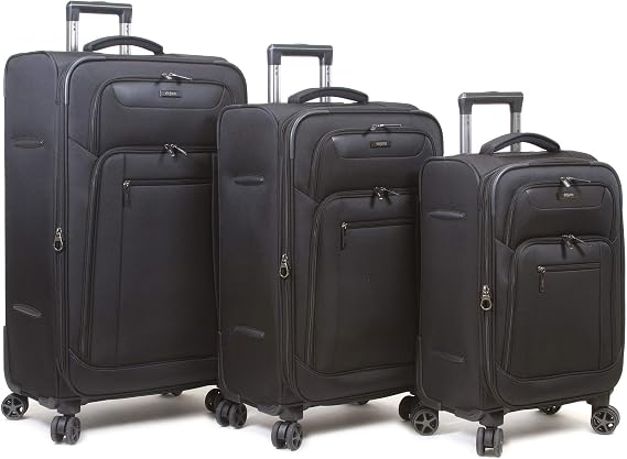 Dejuno Executive 3-Piece Spinner Luggage Set With USB Port - Black