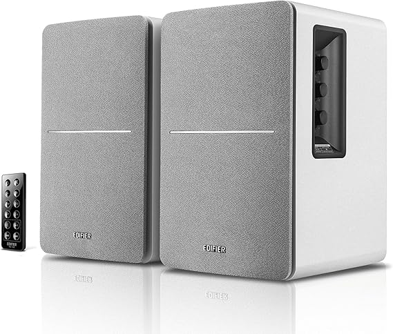 Edifier R1280DB Powered Bluetooth Bookshelf Speakers, Optical Input, Wireless Studio Monitors, 4 Inch Near Field Speaker, 42W RMS, White Silver