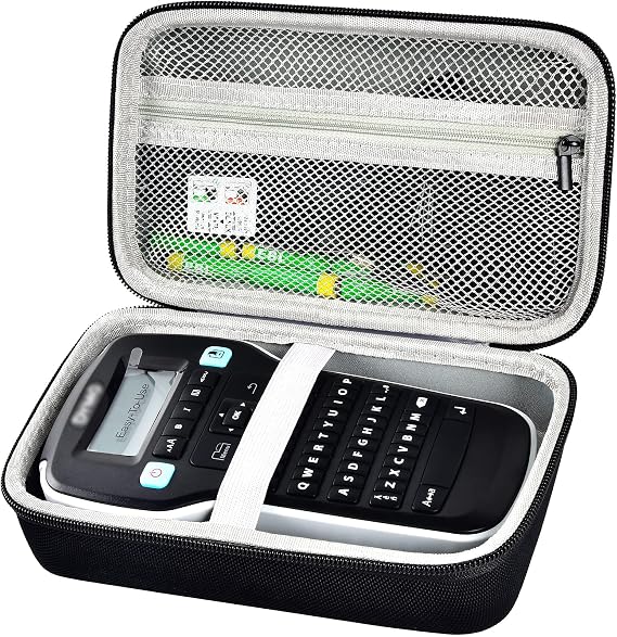 Boobowl Label Maker Case for DYMO LabelManager 160 and D1 Tapes, Case Only | Mesh Pocket for Label Tapes and Cables, Carry Handle for Home, Office, School, Craft Rooms and Travel - Black