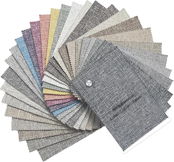 Linen Curtain Fabric Sample Booklet, 100% Blackout Fabric Color Swatches, 30 Colors, 1 Piece