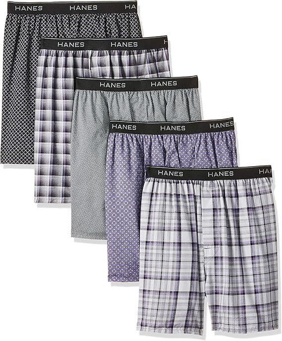 Hanes Men's Underwear Boxers Pack, Cool & Breathable Cotton Underwear, Moisture-Wicking Boxers for Men