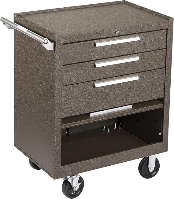 Kennedy Manufacturing 273Xb 27" 3-Drawer Industrial Tool Storage Roller Cabinet With Chest And Wheels, Tan Brown Wrinkle