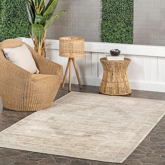 nuLOOM Lotus Beige Medallion Washable Indoor/Outdoor Area Rug, 2' x 3'